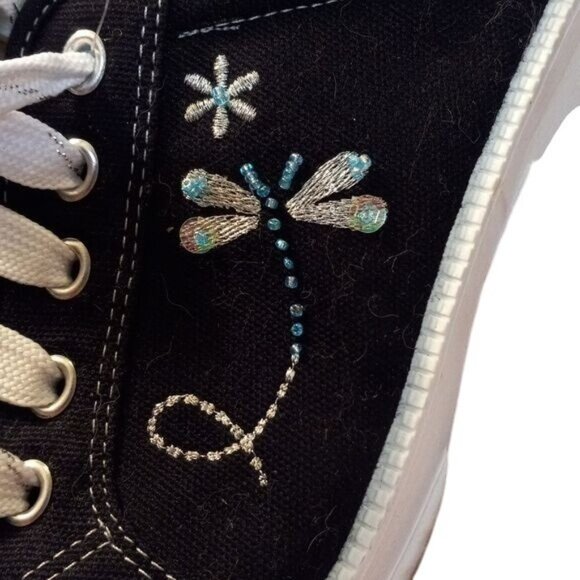 No Boundaries Size 10 Womens Canvas Platform Mules Sneakers Dragonfly Shoes NEW - Picture 5 of 6